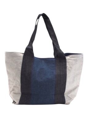NEW Twig & Arrow Denim Tote Bag Colorblock Soft Sided Triple Wash Panels Blue